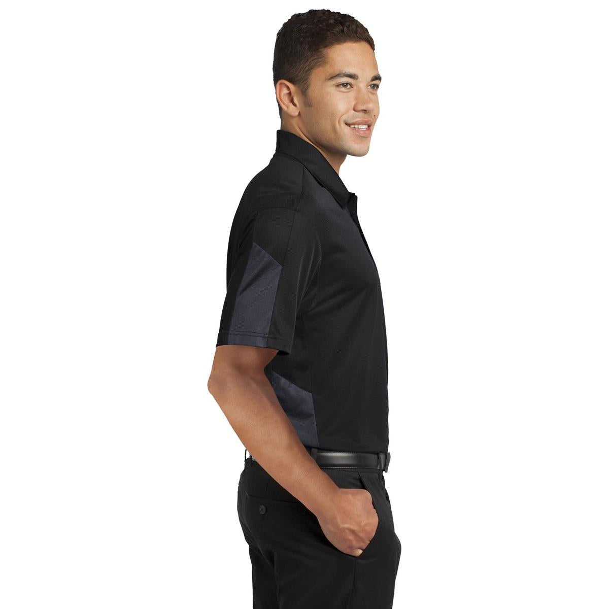 Polo Sport-Tek ST695 PosiCharge Active Textured Colorblock - Black/Grey