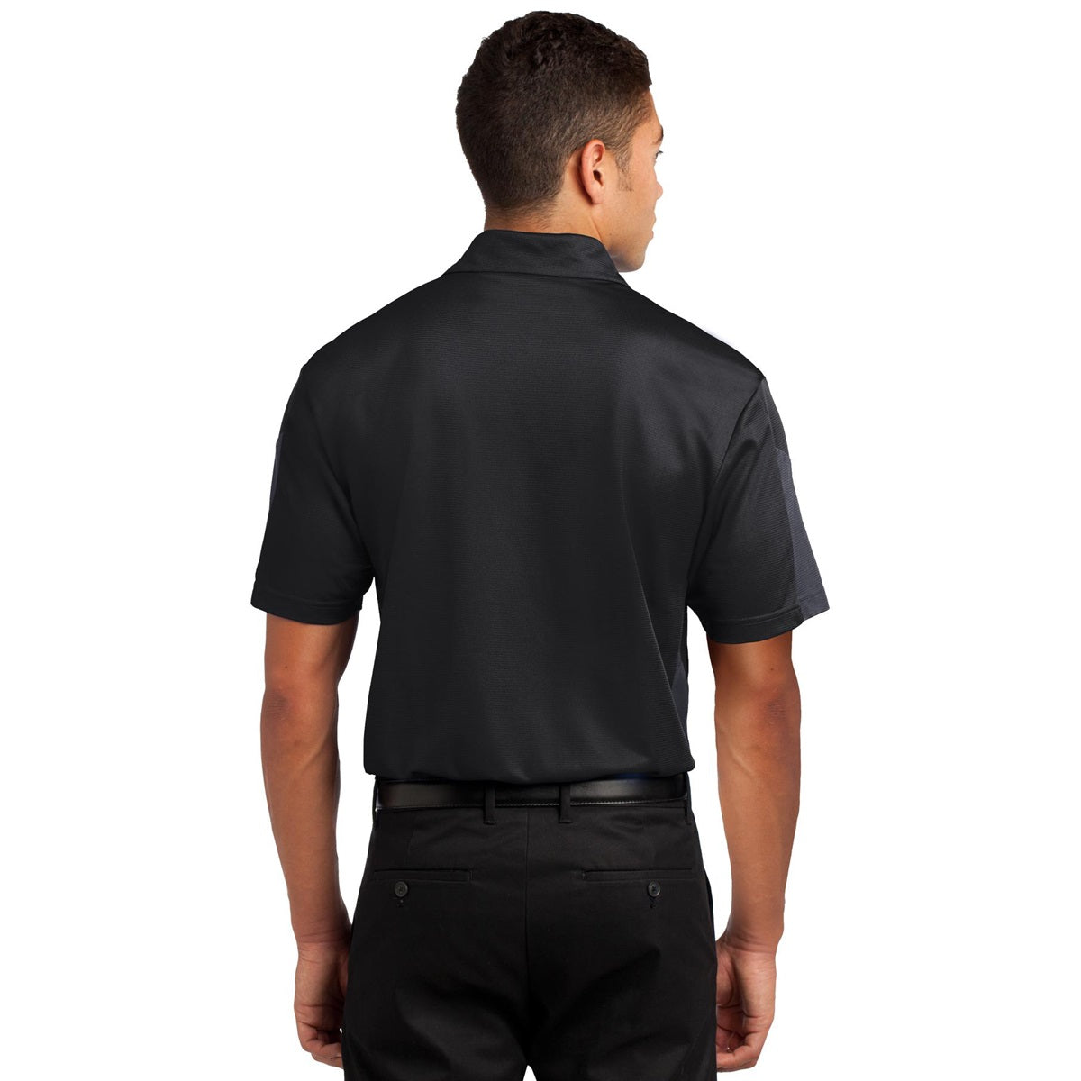 Polo Sport-Tek ST695 PosiCharge Active Textured Colorblock - Black/Grey