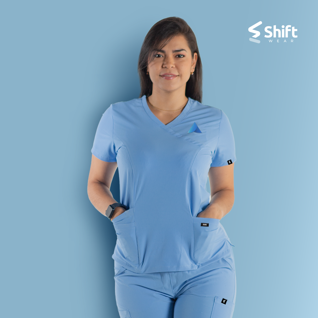 Faith Academy Nursing School Students Uniform - Baby Blue Plain Scrub Set Women