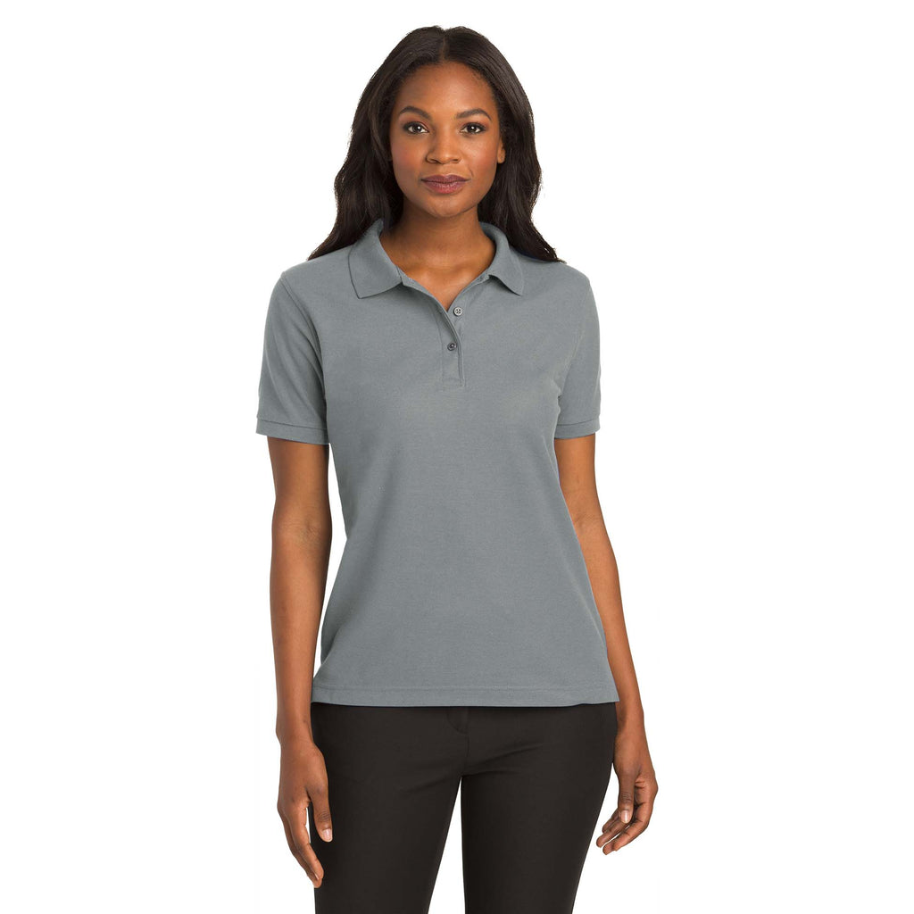 Port Authority L500 Ladies Silk Touch Polo Gray