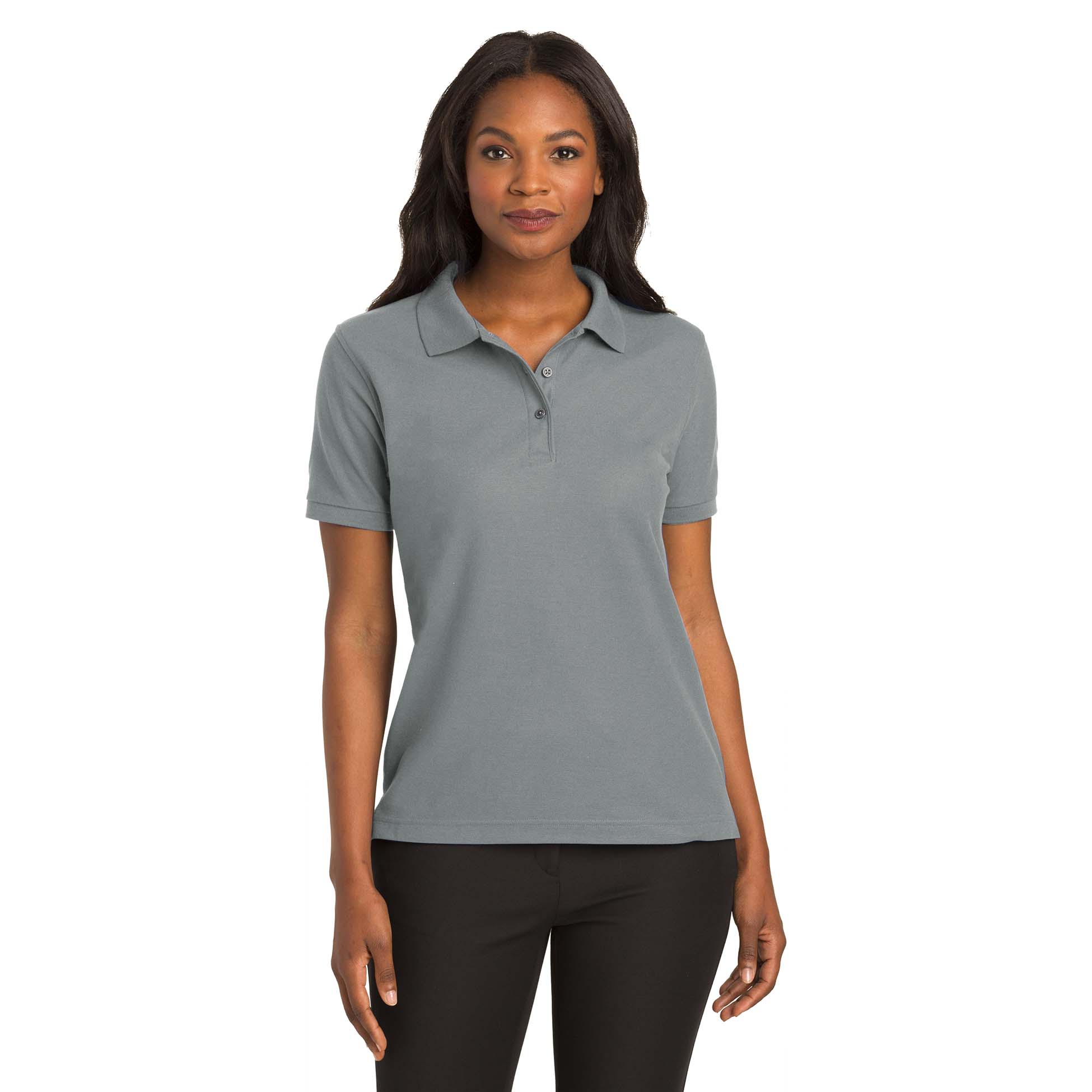 Port Authority L500 Ladies Silk Touch Polo Gray