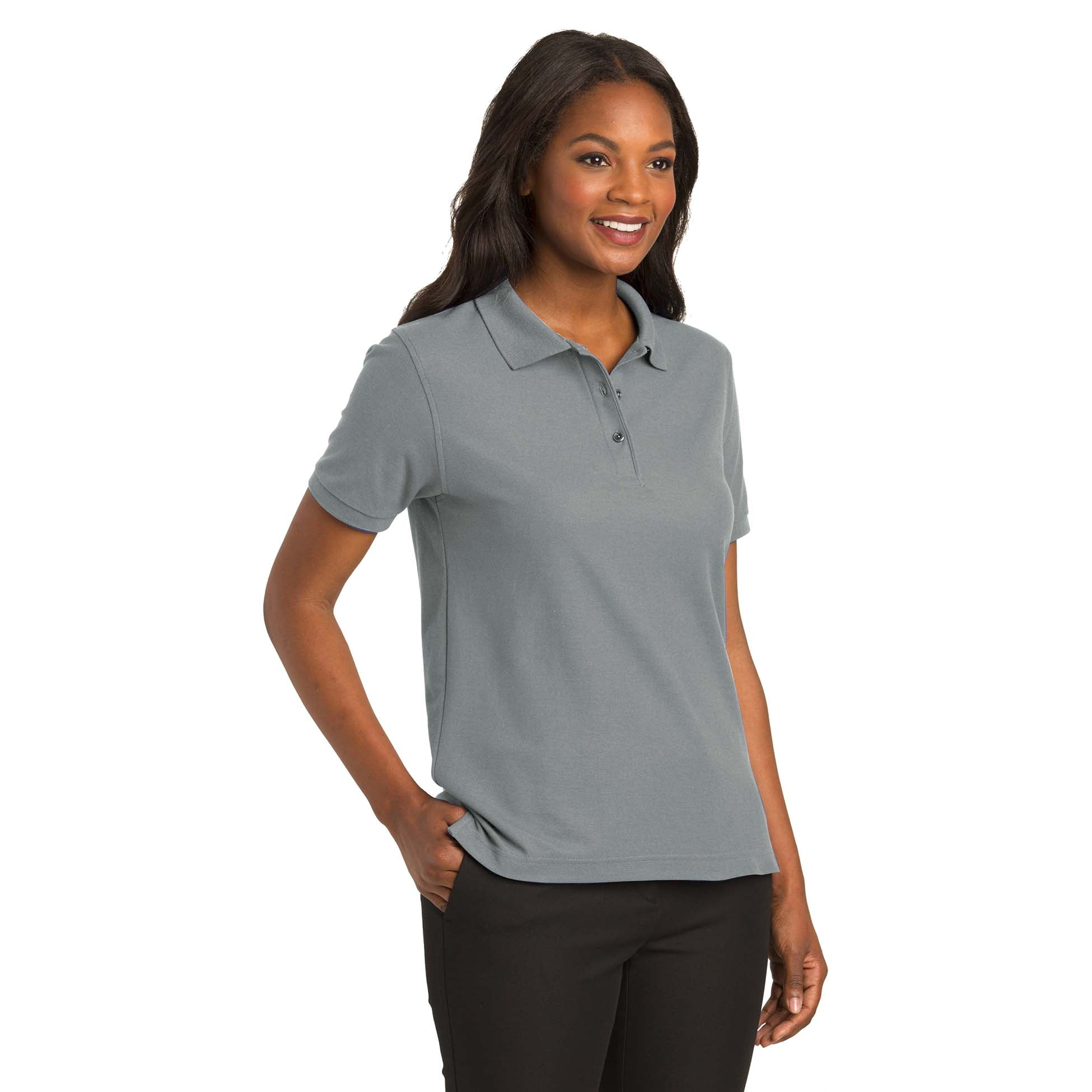 Port Authority L500 Ladies Silk Touch Polo Gray
