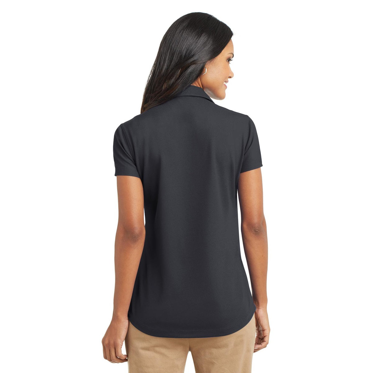 Gray Women Port Authority L572 Ladies Dry Zone Grid Polo - Battleship Gray