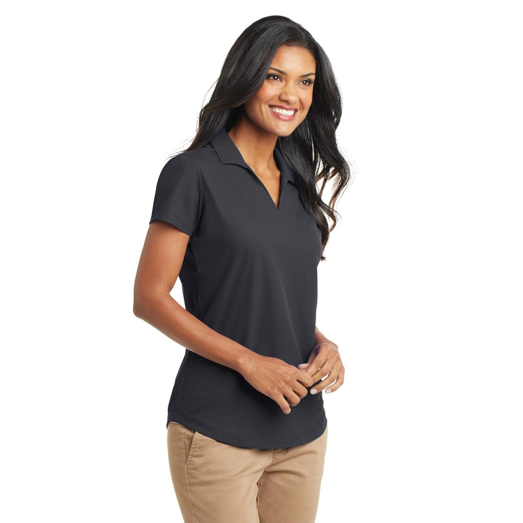 Gray Women Port Authority L572 Ladies Dry Zone Grid Polo - Battleship Gray