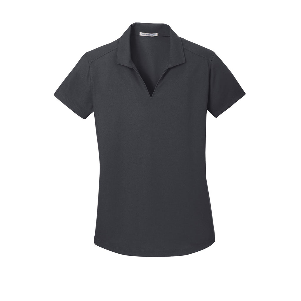 Gray Women Port Authority L572 Ladies Dry Zone Grid Polo - Battleship Gray