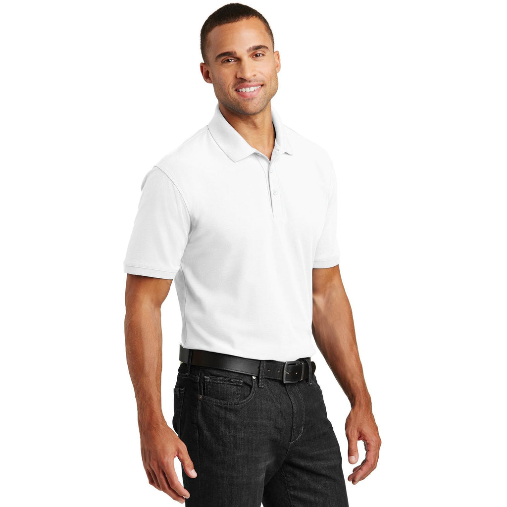 White Port Authority K100 Core Classic Pique Polo - White