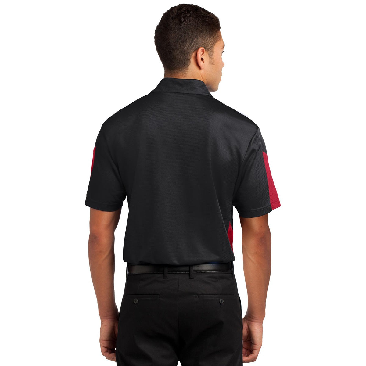 Polo Sport-Tek ST695 PosiCharge Active Textured Colorblock  - Black/True Red