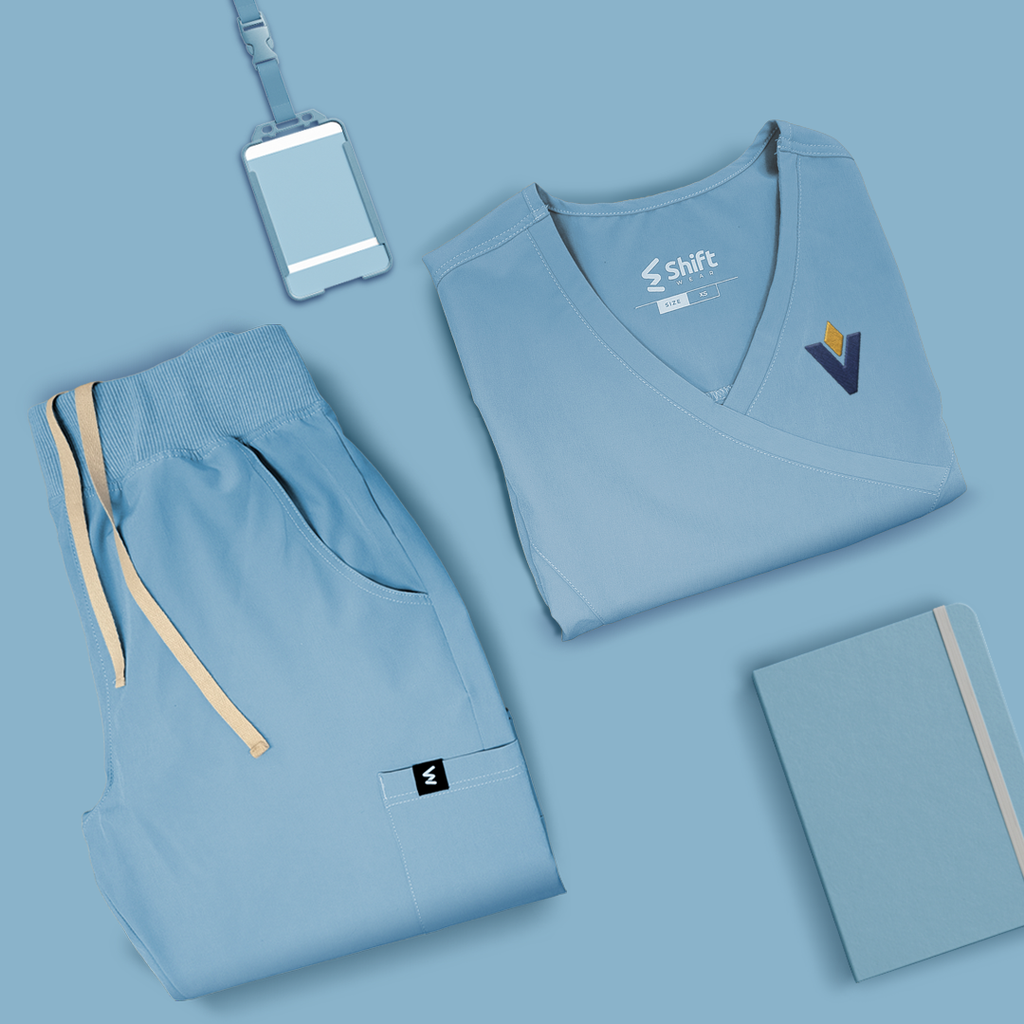CMVC Student Uniform - Baby Blue Plain Scrub Set Women
