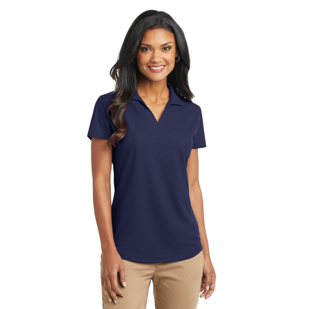Navy Blue Women Port Authority L572 Dry Zone Grid Polo - True Navy