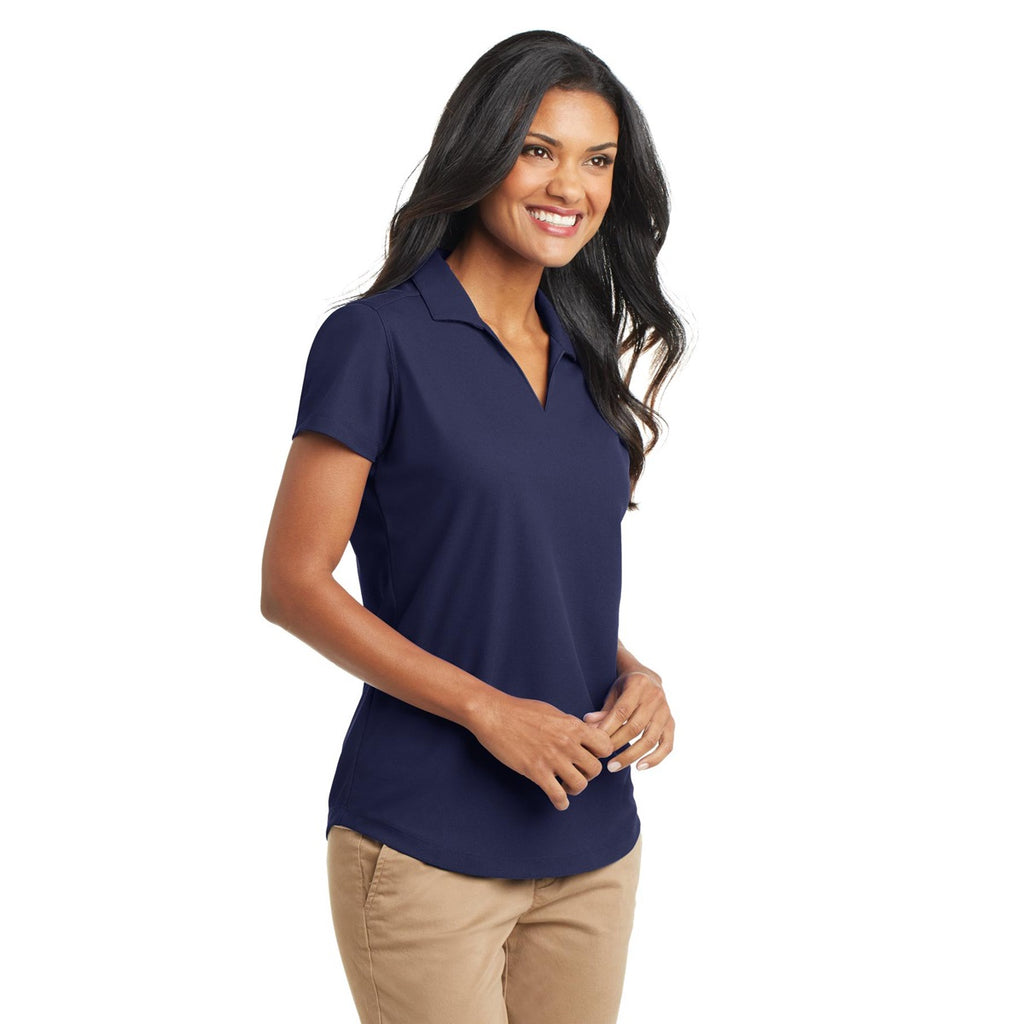 Navy Blue Women Port Authority L572 Dry Zone Grid Polo - True Navy